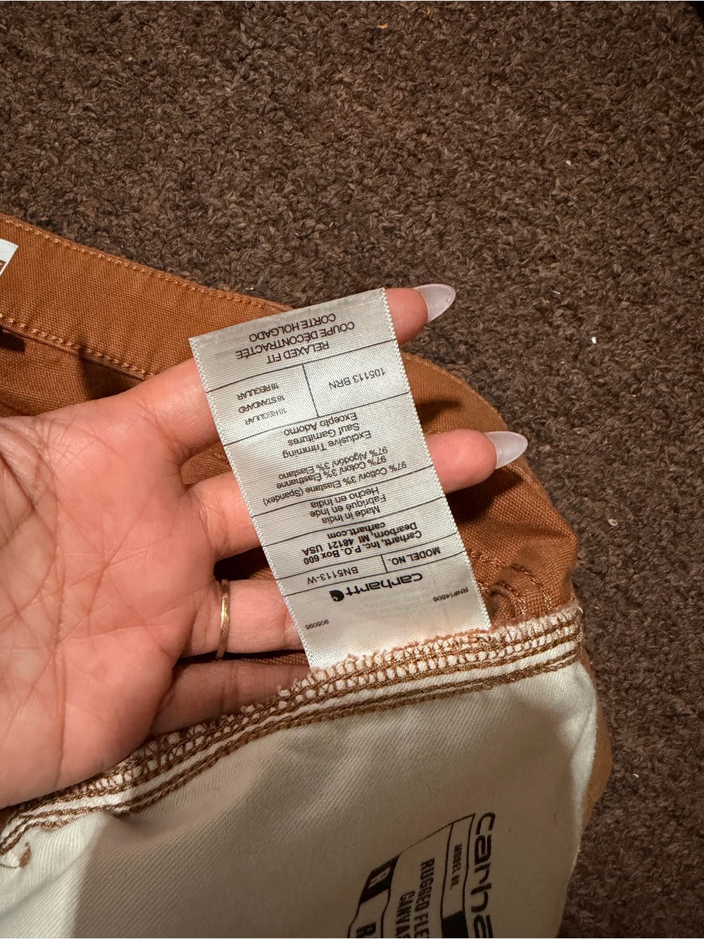 Carhartt Brown Work Pants with Pocket Patch - Picture 11 of 12